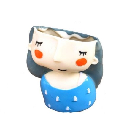 Blue Girl Resin Pot